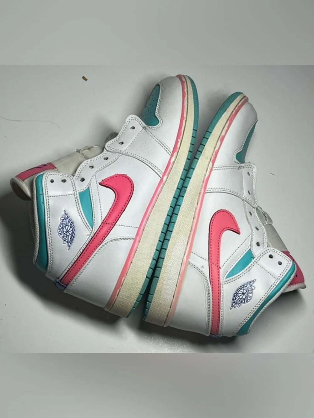 Nike Youth 6.5 Air Jordan 1 Mid GS 'Digital Pink’ 2020 Lifestyle White Green